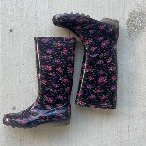 Floral Pattern Women's Rain Boots